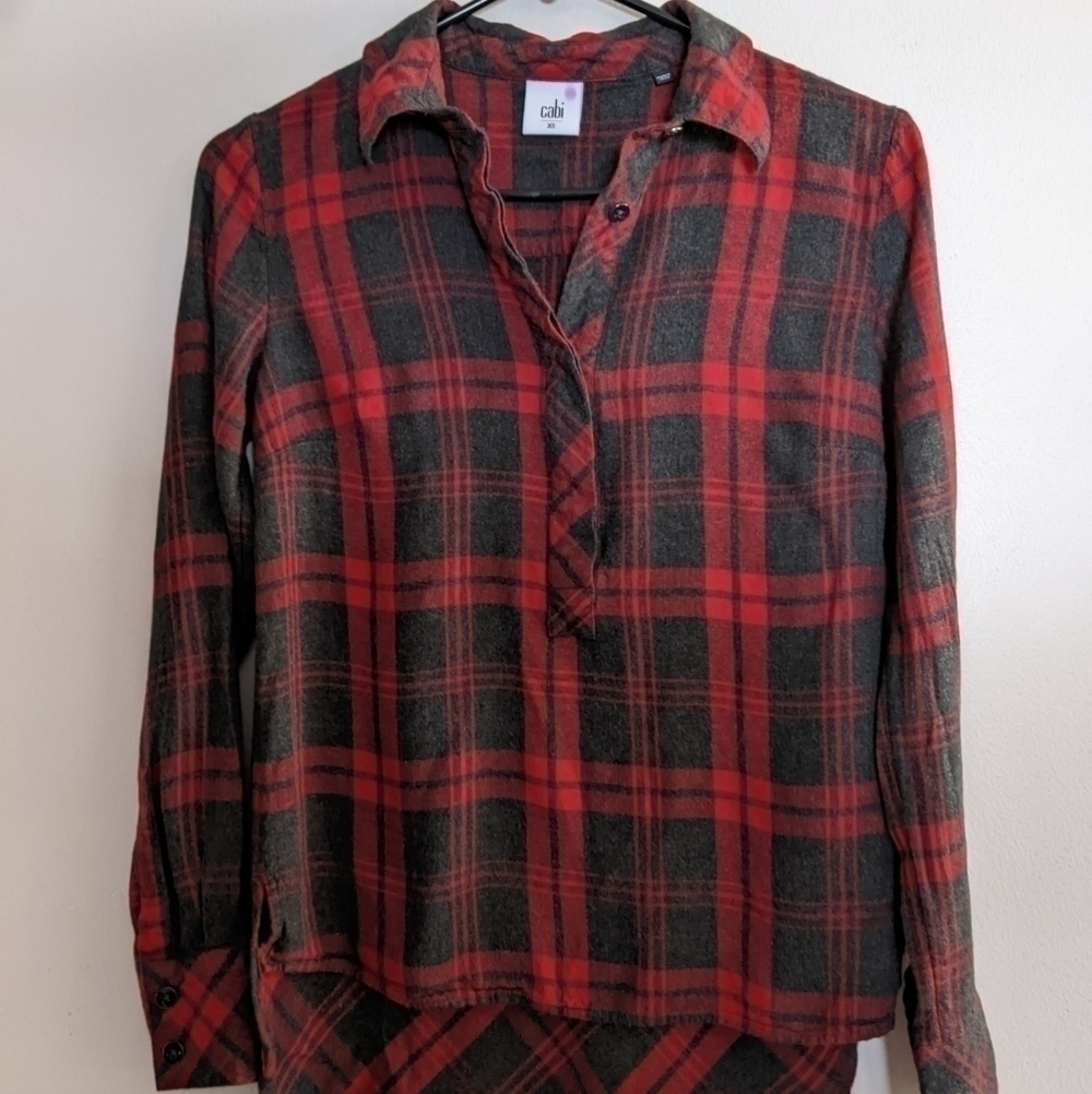 Cabi Plaid 1/2 Button Shirt XS Cute Soft